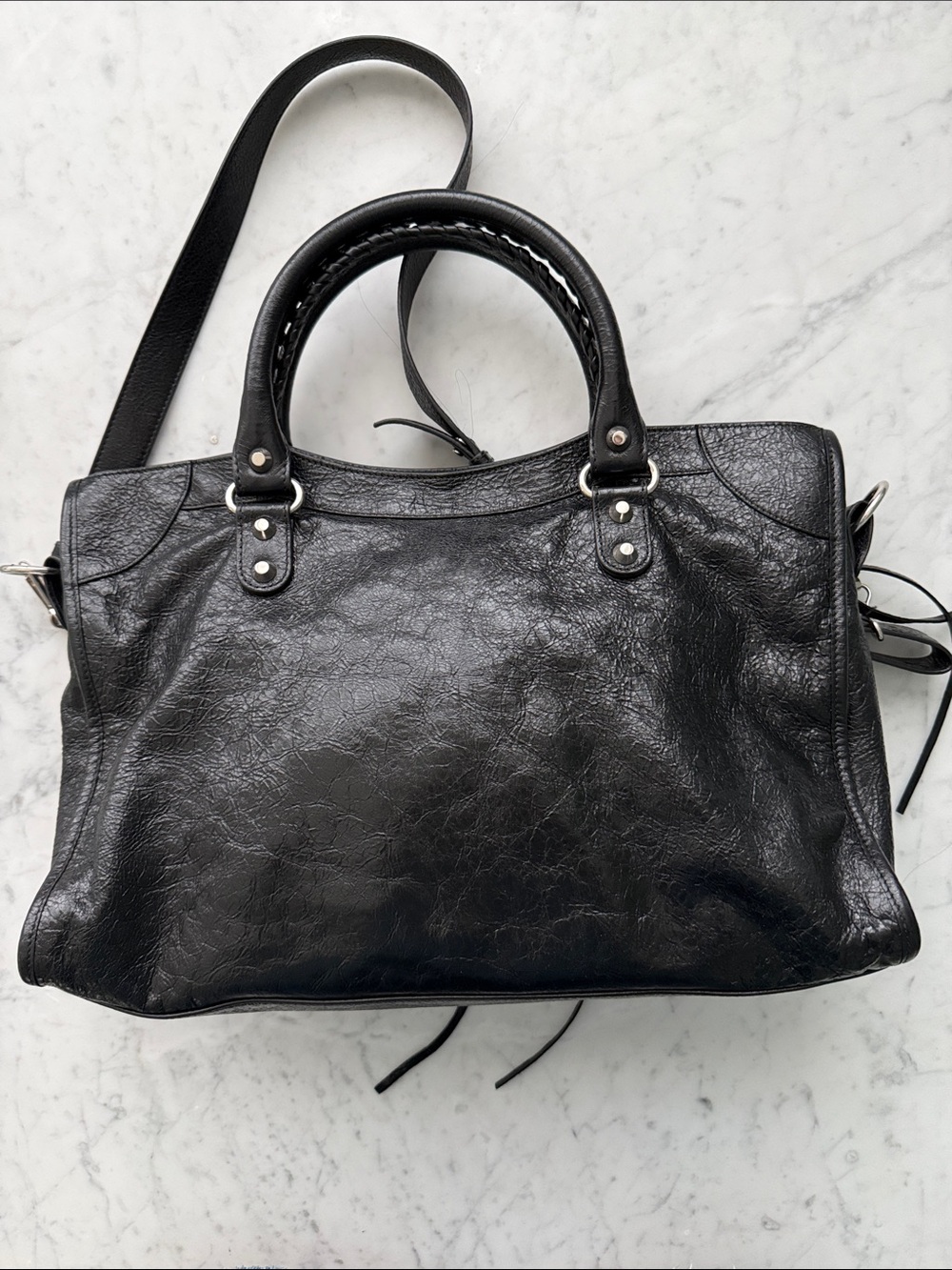 Balenciaga Black Leather City Bag with Silver Hardware - Picture 6 of 9